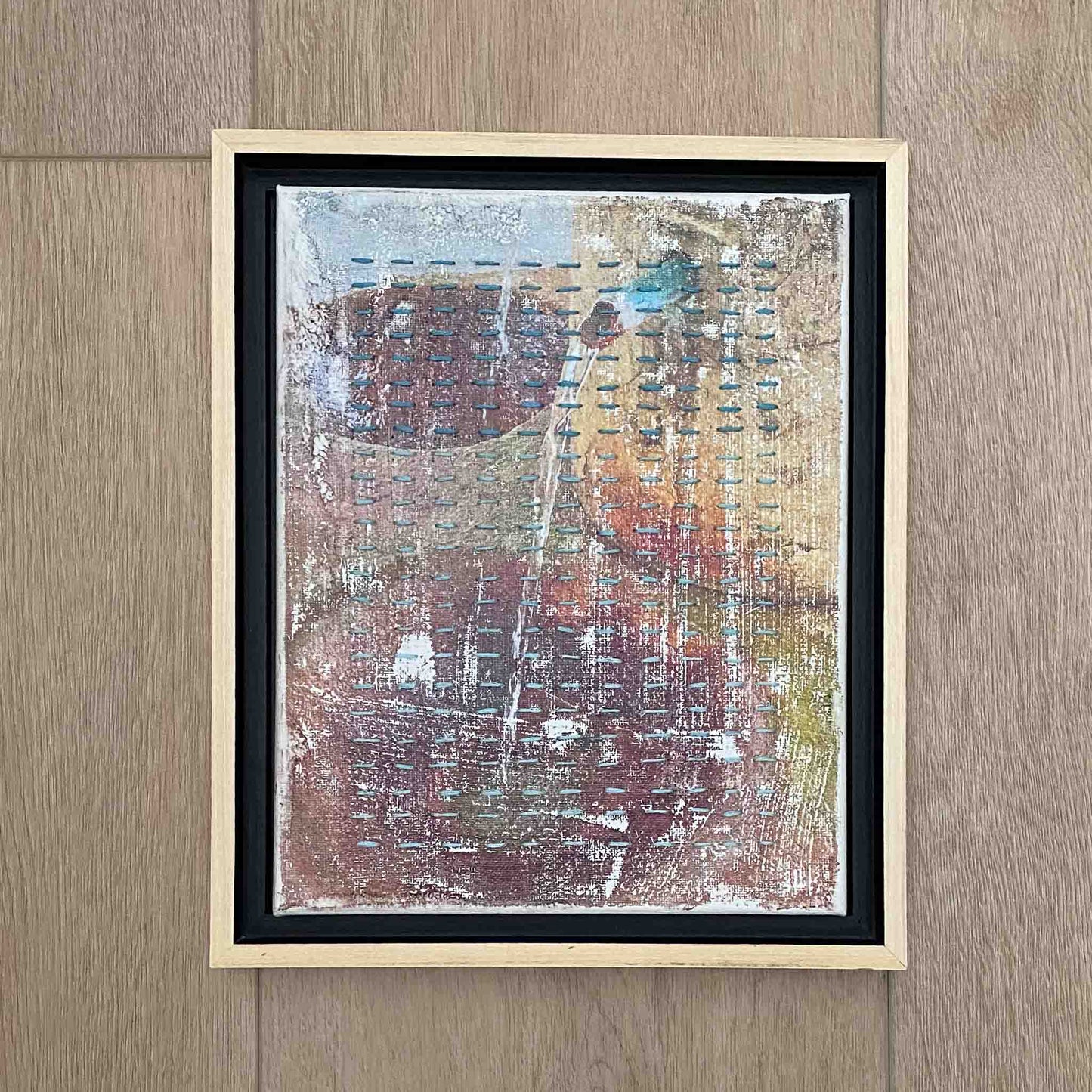 Artwork photo of Congress Spring with overlaid blue ombrage lines of embroidery.