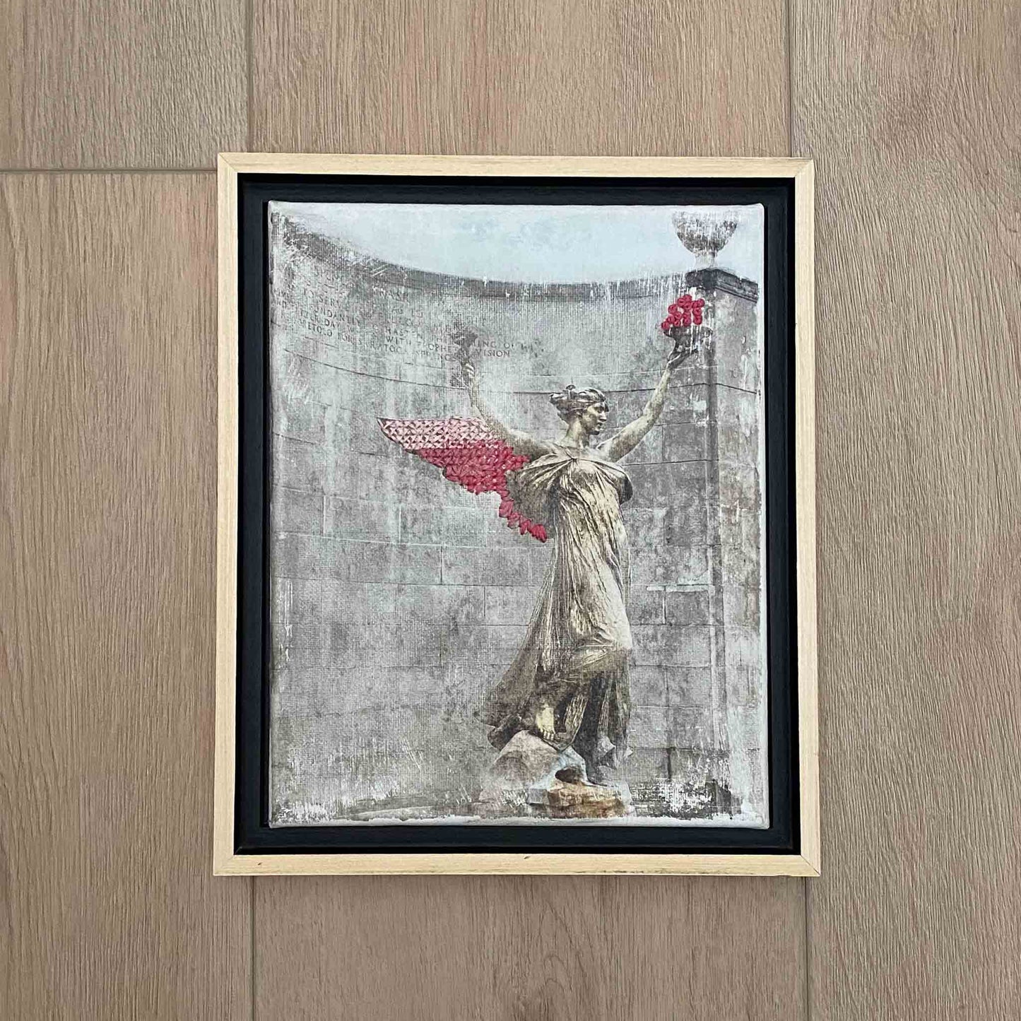8"x10" art with pink embroidered wings and bowl of the Spirit of Life photo.